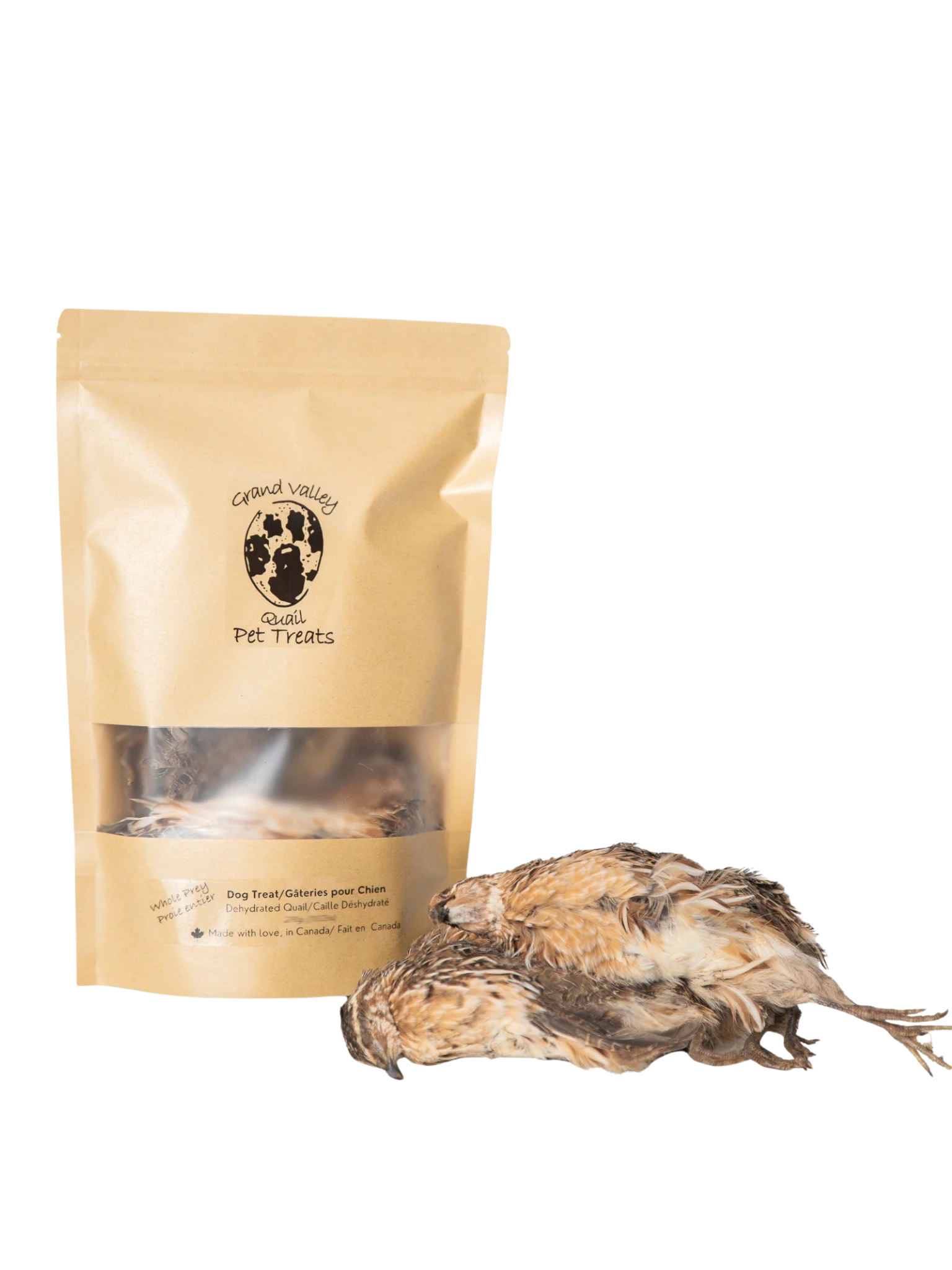 GVQ - Caille entière. Bêtes Gourmandes, boutique spécialisée alimentation, éducation et sports pour chiens à Québec.