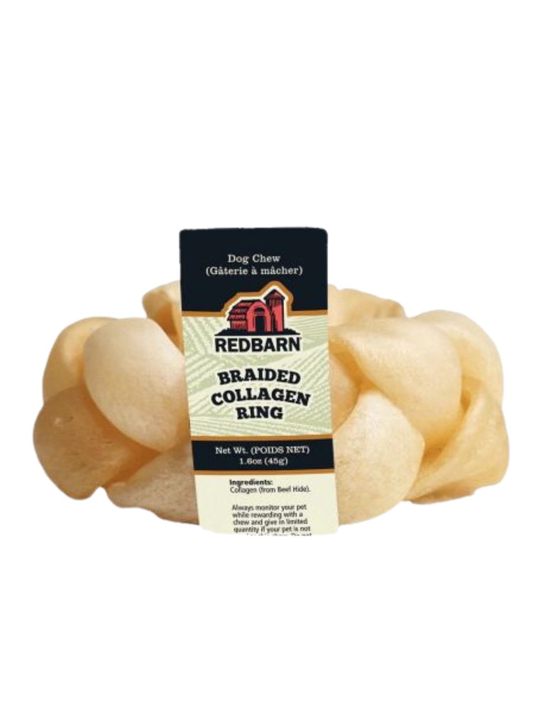 REDBARN - Anneau de collagène tressé. Bêtes Gourmandes, boutique spécialisée alimentation, éducation et sports pour chiens à Québec.