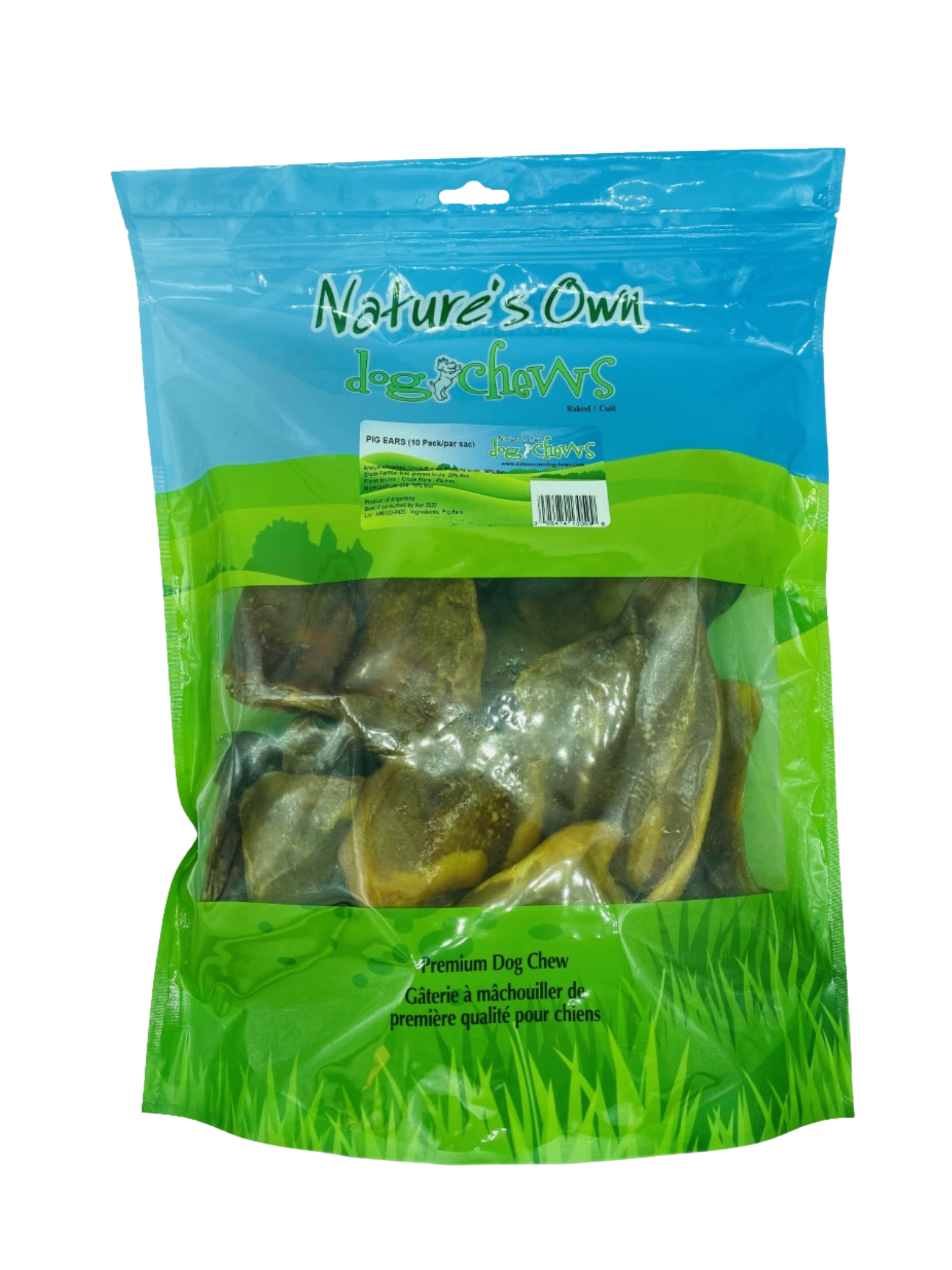NATURE'S OWN - Paquet de 10 oreilles de porc. Bêtes Gourmandes, boutique spécialisée alimentation, éducation et sports pour chiens à Québec.