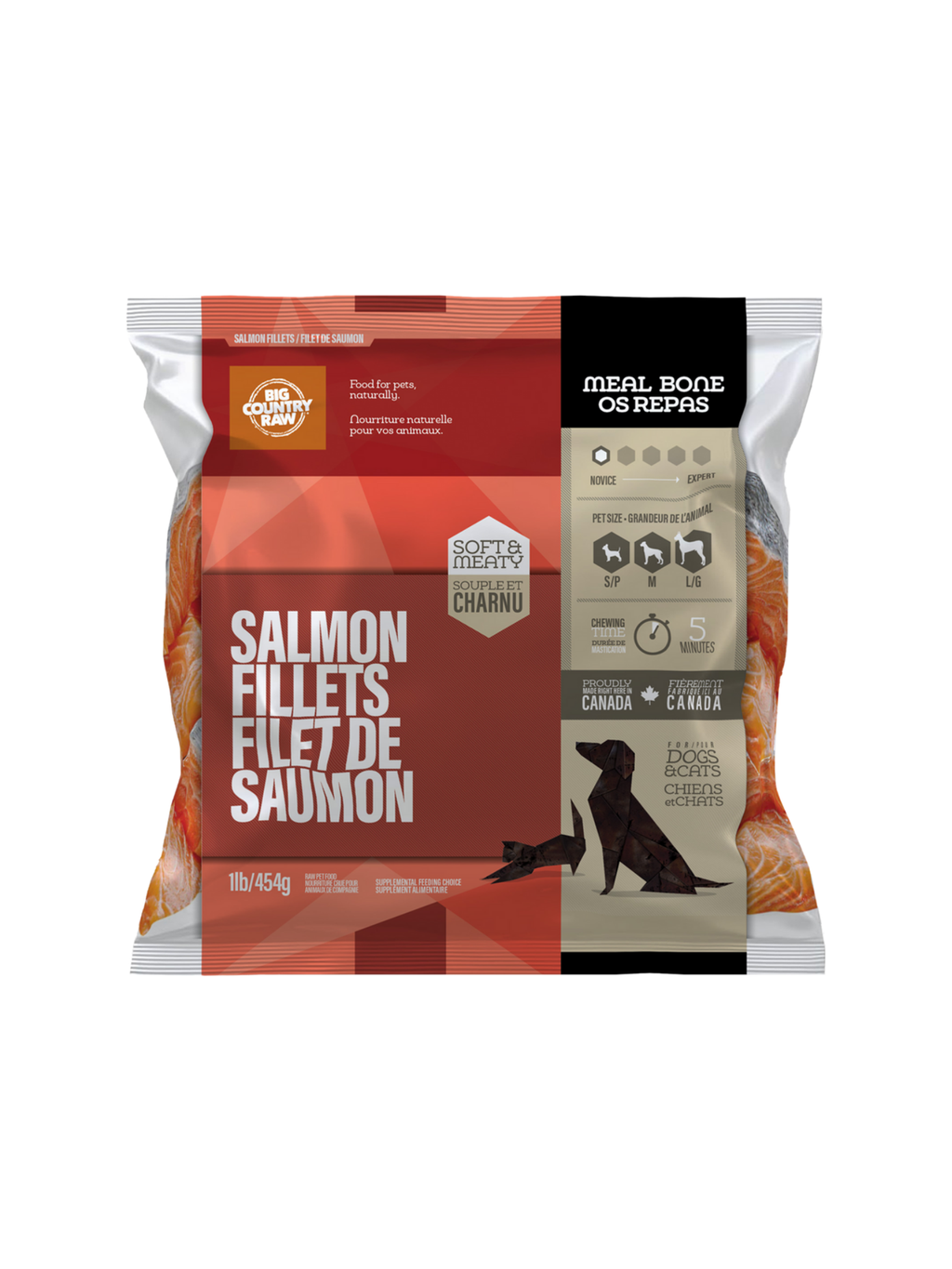 BIG COUNTRY RAW - Filets de saumon 1lbs. Bêtes Gourmandes, boutique spécialisée alimentation, éducation et sports pour chiens à Québec.