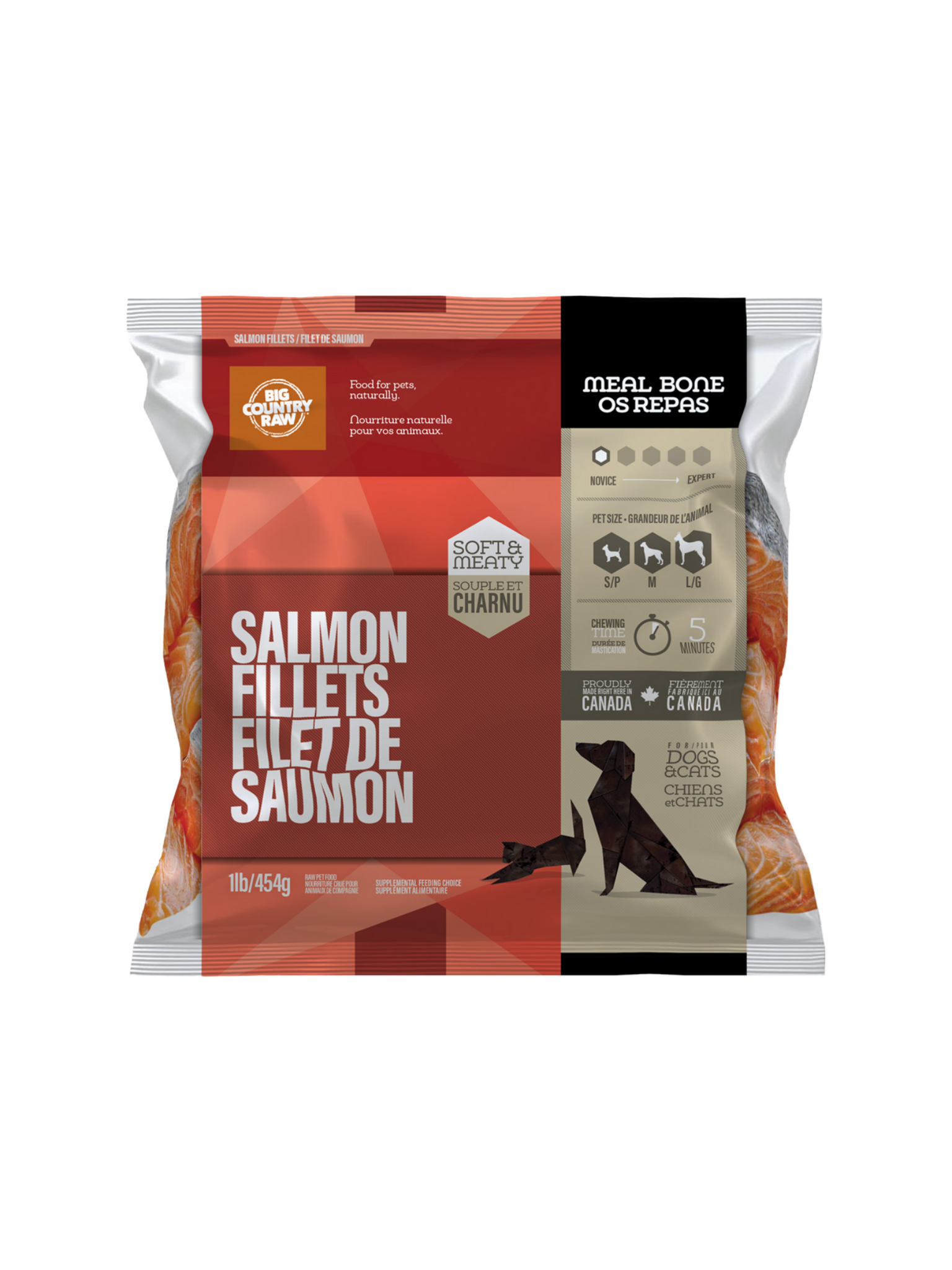 BIG COUNTRY RAW - Filets de saumon 1lbs. Bêtes Gourmandes, boutique spécialisée alimentation, éducation et sports pour chiens à Québec.
