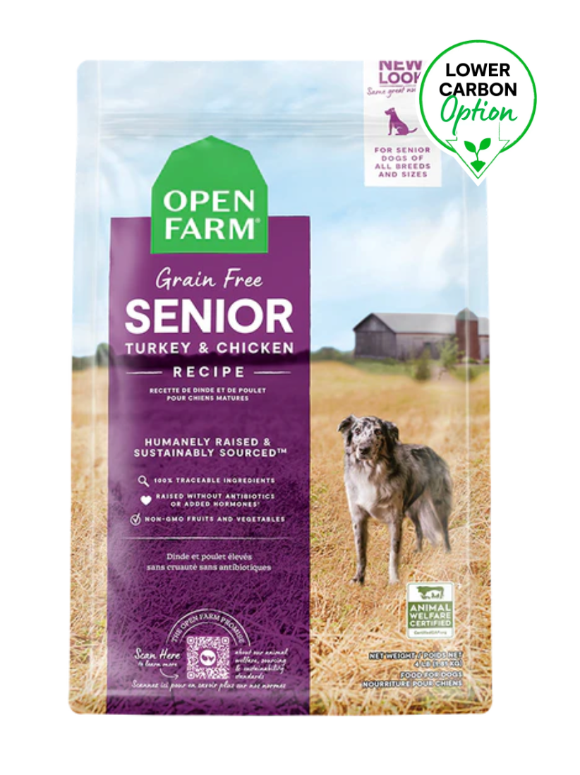 Openfarm - Recette dinde & poulet sans grains pour chien sénior. Bêtes Gourmandes, spécialiste en nourriture et produits pour chien et chat en ligne et en magasin à Québec.