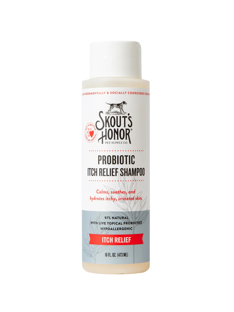 SKOUT'S HONOR - Shampoing anti-démangeaisons avec probiotique 16oz. Bêtes Gourmandes, boutique spécialisée alimentation, éducation et sports pour chiens à Québec.