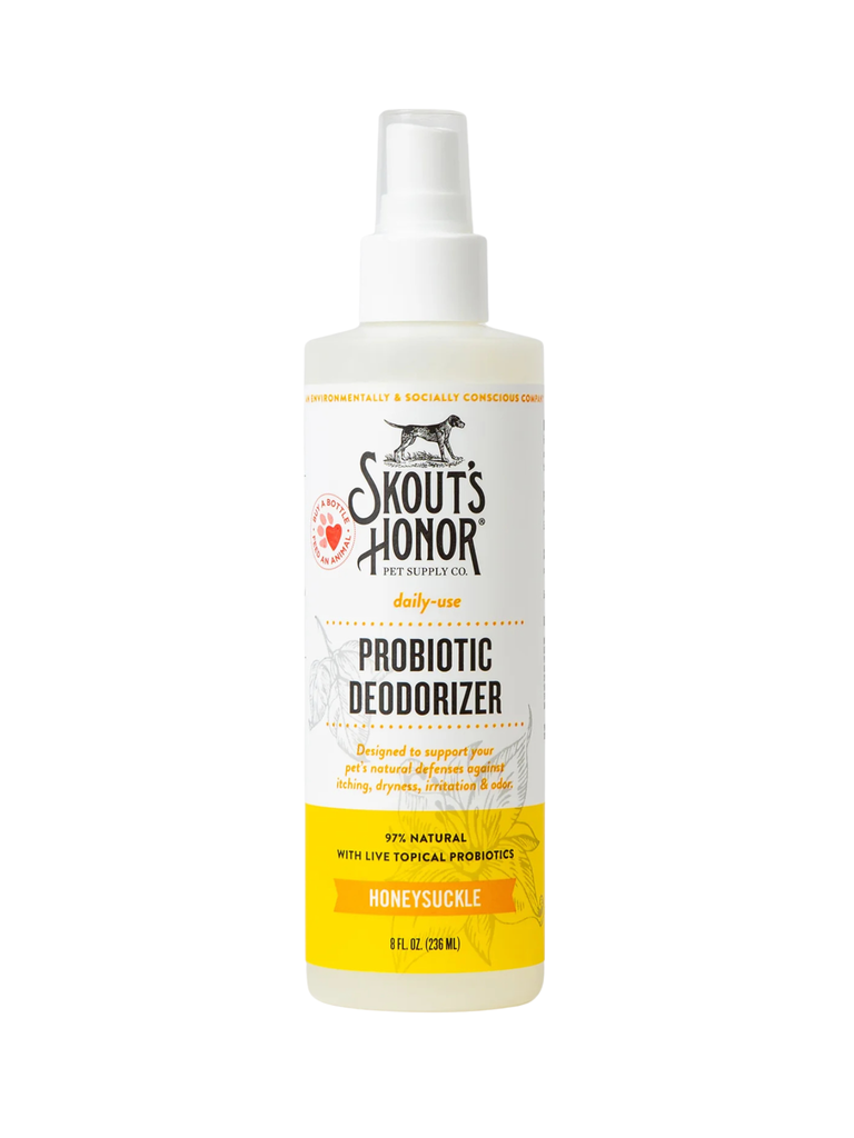 SKOUT'S HONOR - Désodorisant pour chien avec probiotique 8oz. Bêtes Gourmandes, boutique spécialisée alimentation, éducation et sports pour chiens à Québec.