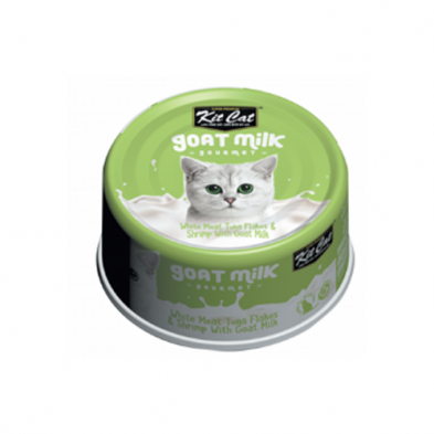 KIT CAT - Nourriture humide pour chat thon & crevette avec lait de chèvre 70gm. Bêtes Gourmandes, boutique spécialisée alimentation, éducation et sports pour chiens à Québec.