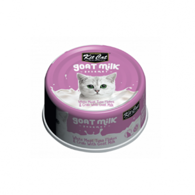 KIT CAT - Nourriture humide pour chat thon & crabe avec lait de chèvre 70gm. Bêtes Gourmandes, boutique spécialisée alimentation, éducation et sports pour chiens à Québec.