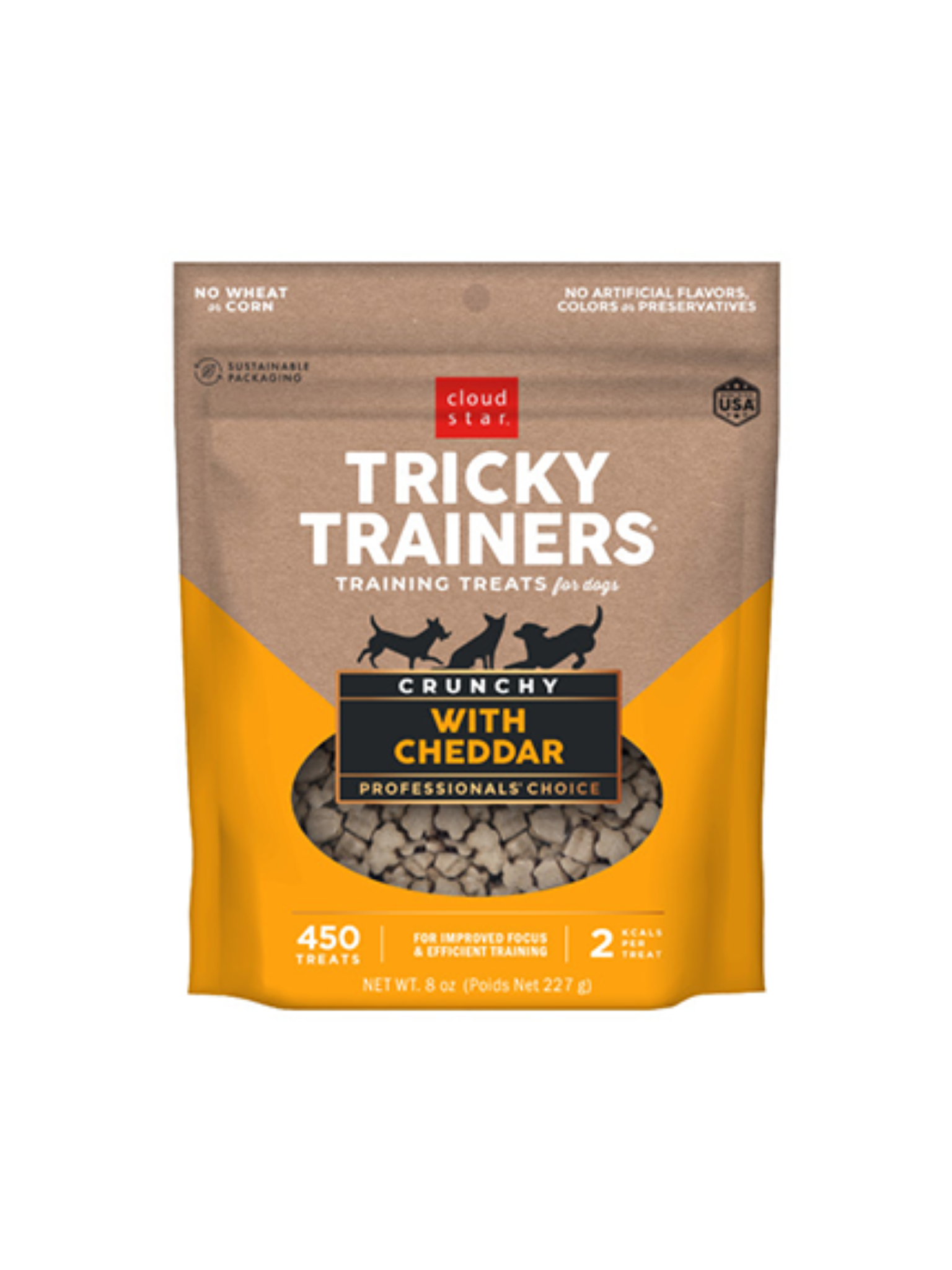 TRICKY TRAINERS - Gâterie d'entrainement au cheddar 8oz. Bêtes Gourmandes, boutique spécialisée alimentation, éducation et sports pour chiens à Québec.