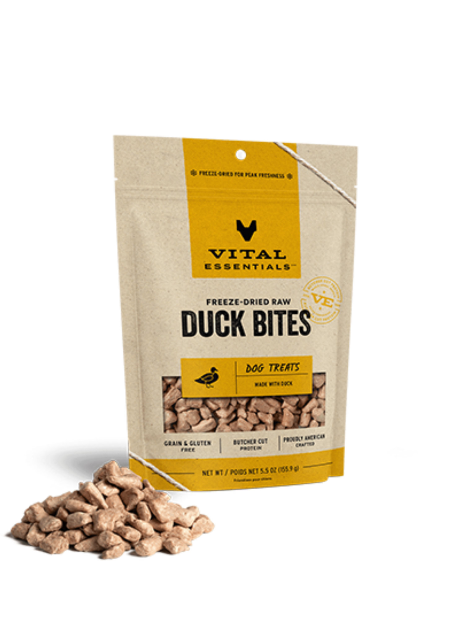 VE - Canard lyophilisé MIX-IN 5.5oz. Bêtes Gourmandes, boutique spécialisée alimentation, éducation et sports pour chiens à Québec.