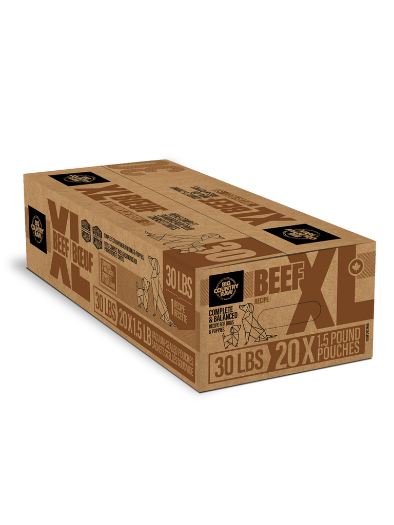 BIG COUNTRY RAW - XL boeuf 30lbs. Bêtes Gourmandes, boutique spécialisée en alimentation, éducation et sports attelés à Québec.