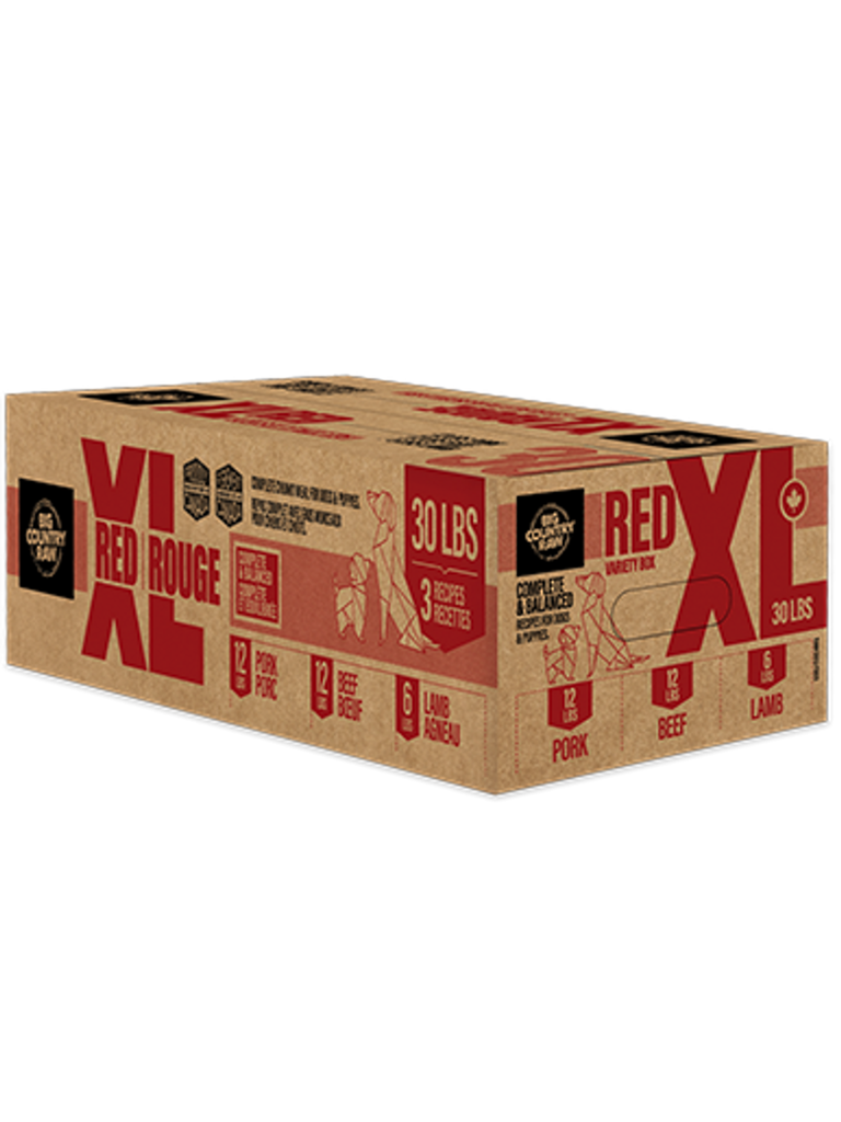 BIG COUNTRY RAW - XL boeuf 30lbs. Bêtes Gourmandes, boutique spécialisée alimentation, éducation et sports pour chiens à Québec.