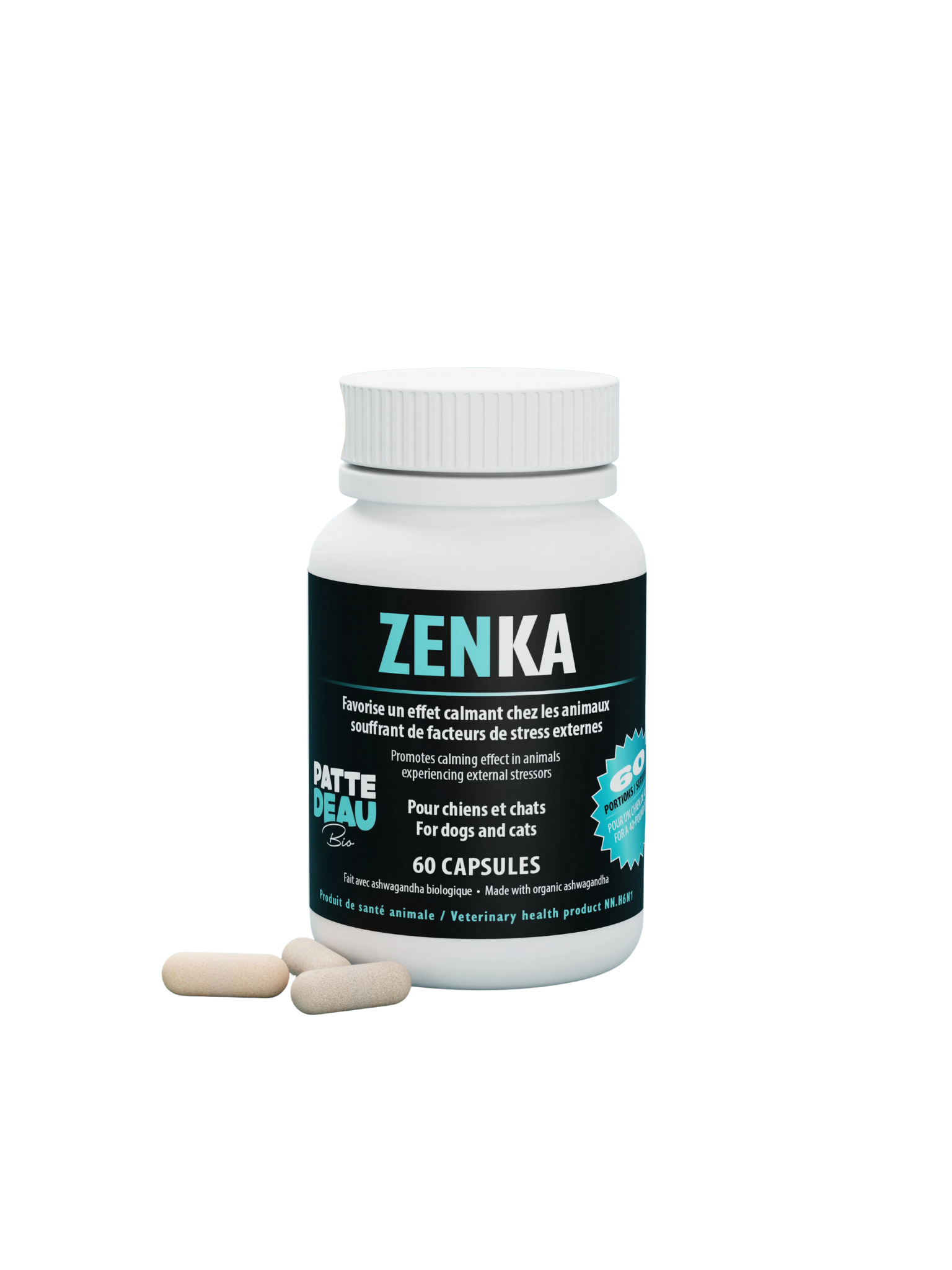 PATTED'EAUBIO - Zenka supplément calmant. Bêtes Gourmandes, boutique spécialisée alimentation, éducation et sports pour chiens à Québec.
