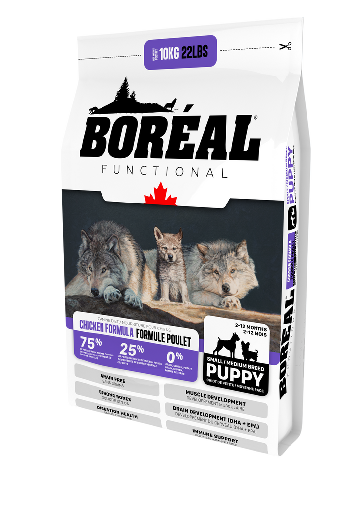 Boréal, nourriture pour chiot de petite et/ou moyenne race. Boutique Bêtes Gourmandes, Ville de Québec.