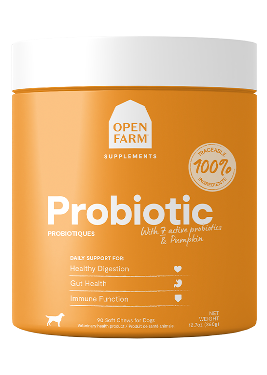 Open Farm, supplément probiotique pour chien. Boutique Bêtes Gourmandes, Ville de Québec.
