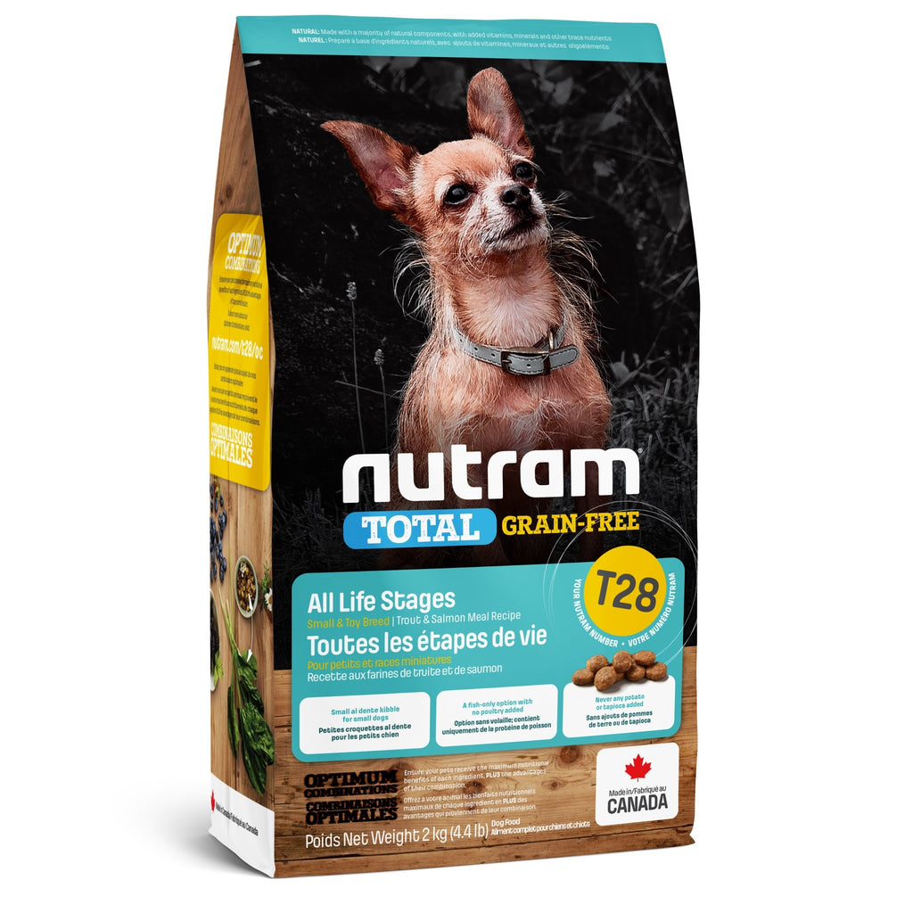 Nutram, nourriture à la truite et au saumon pour chien de tout âge, de petite race. Boutique Bêtes Gourmandes, Ville de Québec.