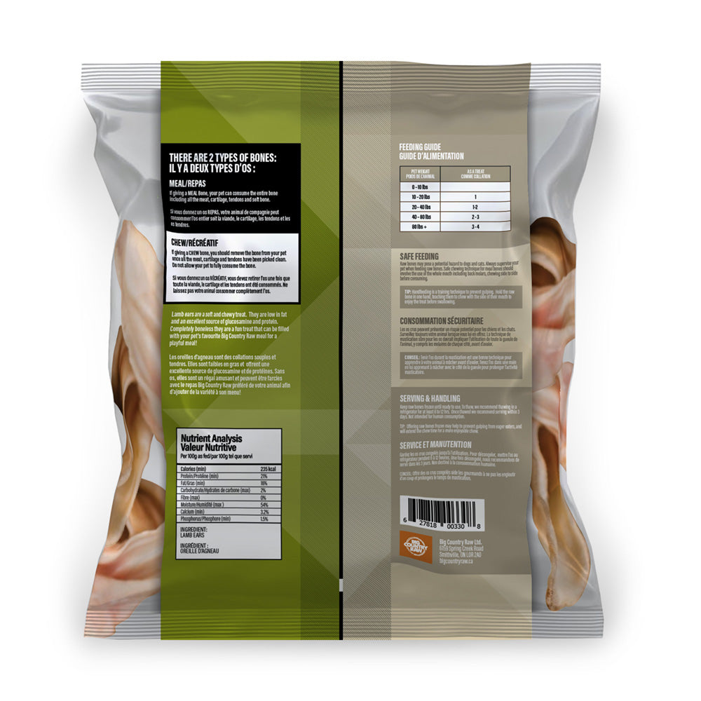 BIG COUNTRY RAW - Oreilles d'agneau 1 lb